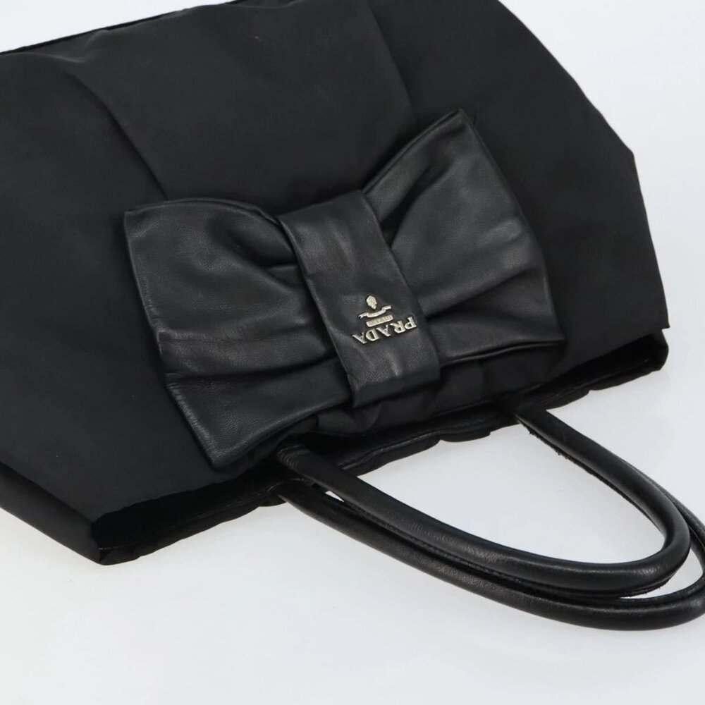PRADA Tote Bag Nylon Black Silver Auth hk3058 - Picture 7 of 16